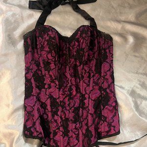 size 32 fredrick's of hollywood corset halter lace up and buttons